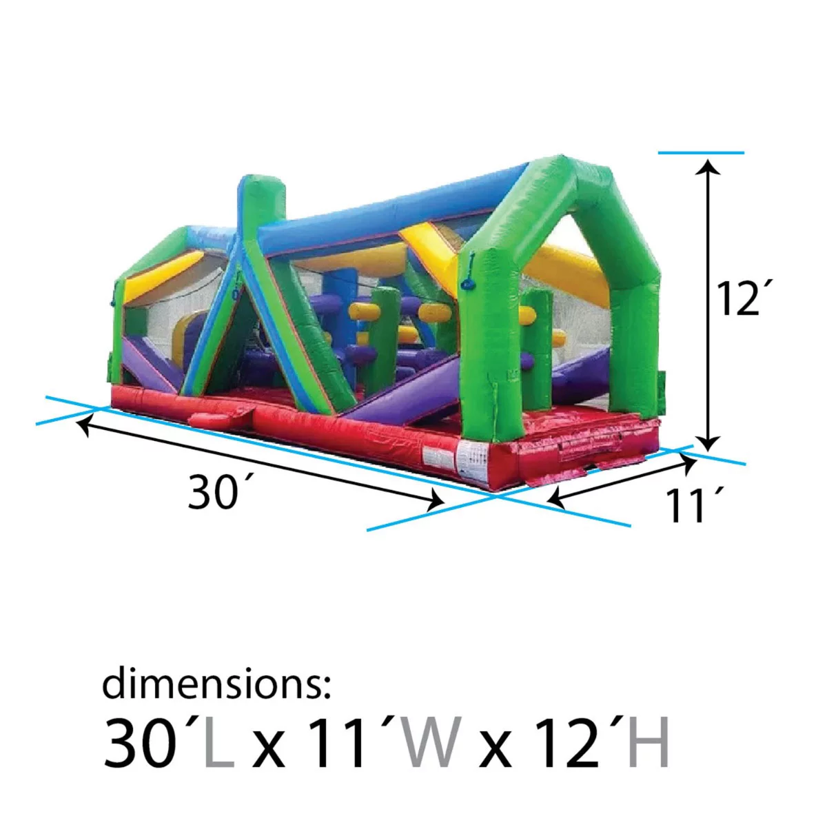 TentandTable 30' Commercial Inflatable Obstacle Course, Retro Radical Run Extreme #1