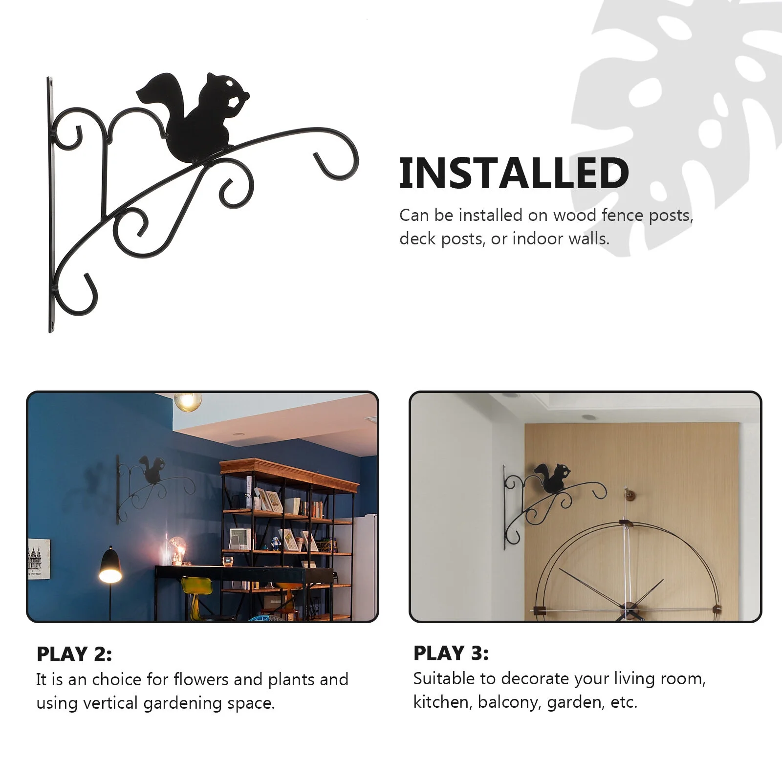 Guichaokj 1 Set Wall Hanging Flowerpot Rack Iron Flowerpot Stand Wall Mounted Plant Hanger