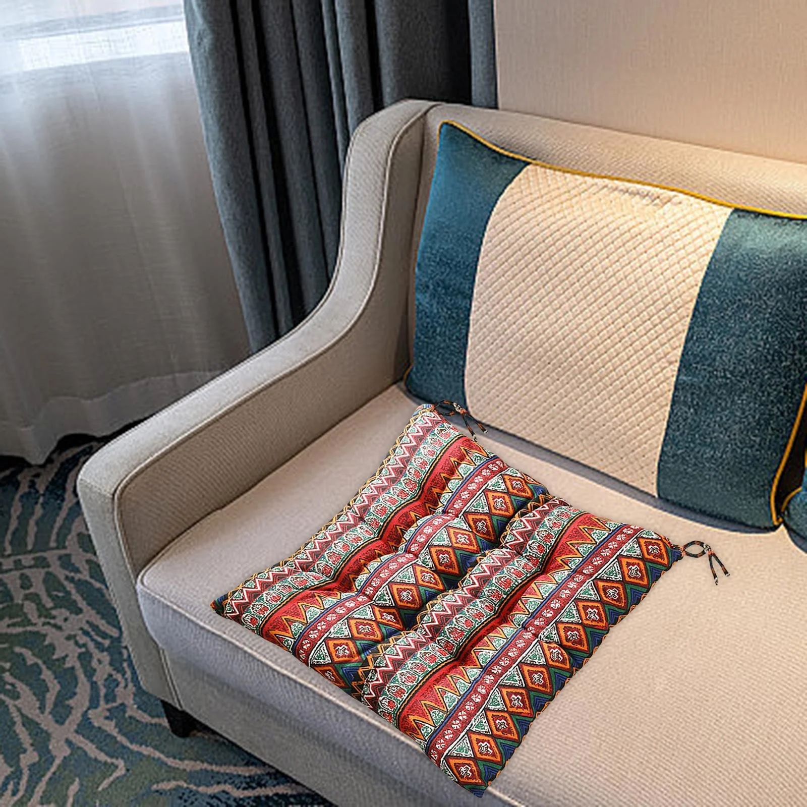 SIfdSeng Western Throw Pillows Seat Cushions Cushions Chair Cushions Seat Cushions 40X40 Cm Garden Chair Cushions Garden Seat Cushions Balcony Green Throw Pillows