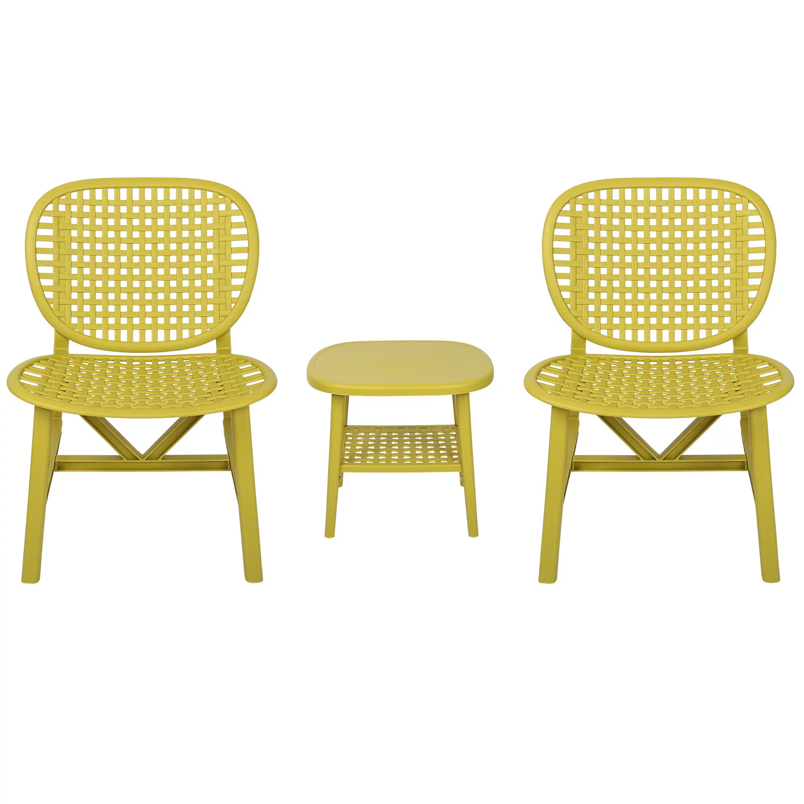 Toccara  3 Pc Retro Patio Table Chair Set - Yellow