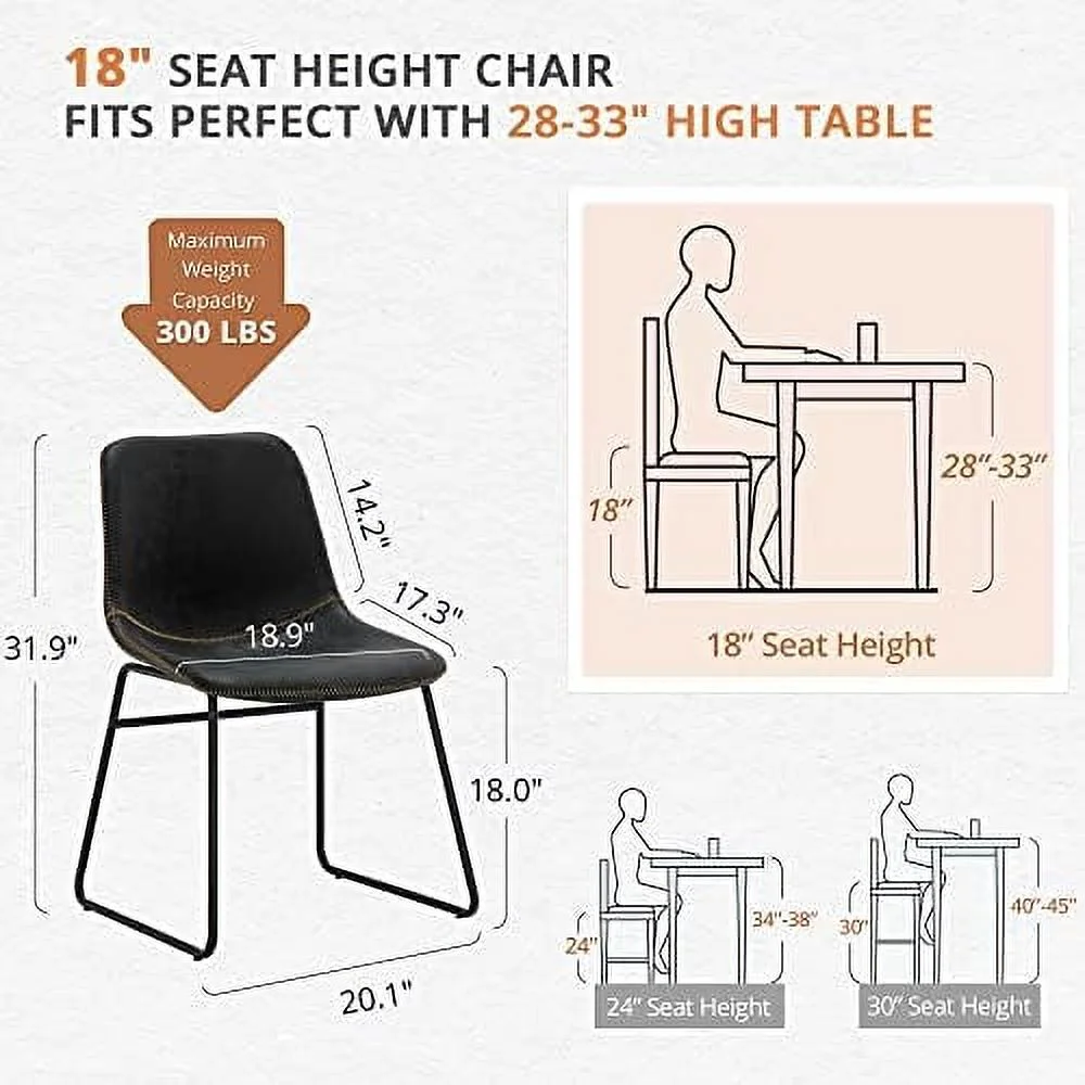 HBBOOMLIFE Centiar Faux Leather Indoor Kitchen Dining Chair Set of 4 Comfortable Farmhouse Chairs With Metal Legs  Modern Industrial Upholstered Chairs Suitable For Home  Bistro Coffee Sh