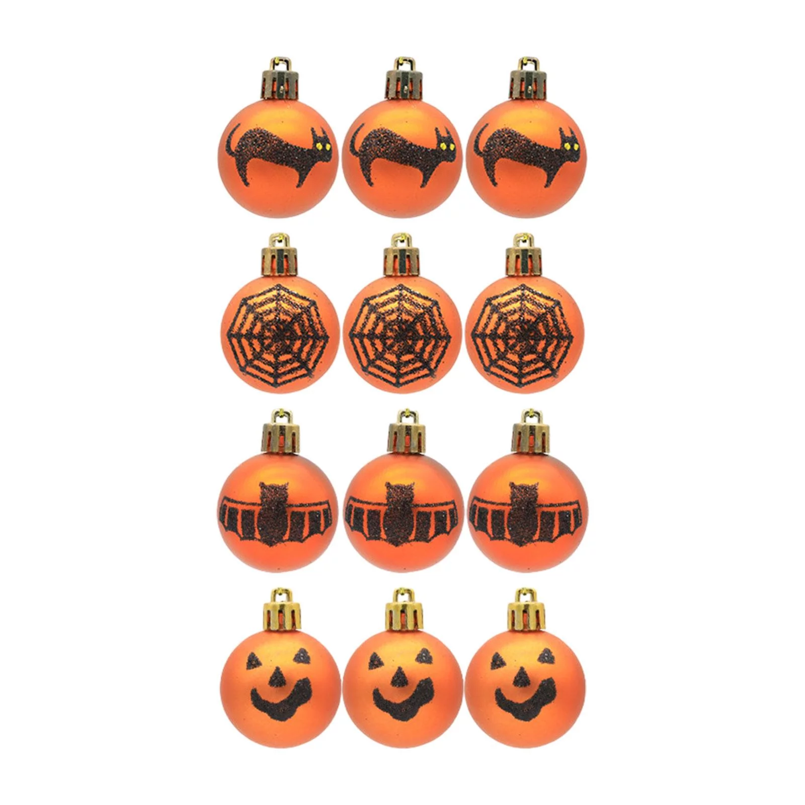 12Pcs Halloween Tree Hanging Ball Ornaments Halloween Ornaments Party Supplies Cute Pendants Shatterproof Ball for Xmas Trees Orange