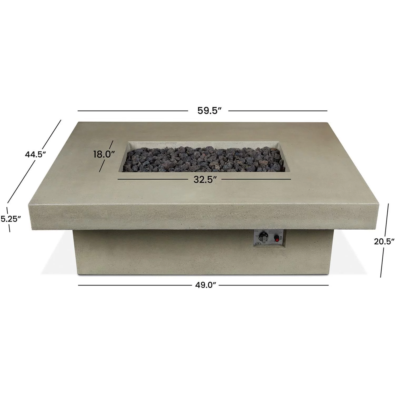 Branchview 60 Inch Rectangular Steel Natural Gas Fire Pit in Beige By BBQGuys Signature