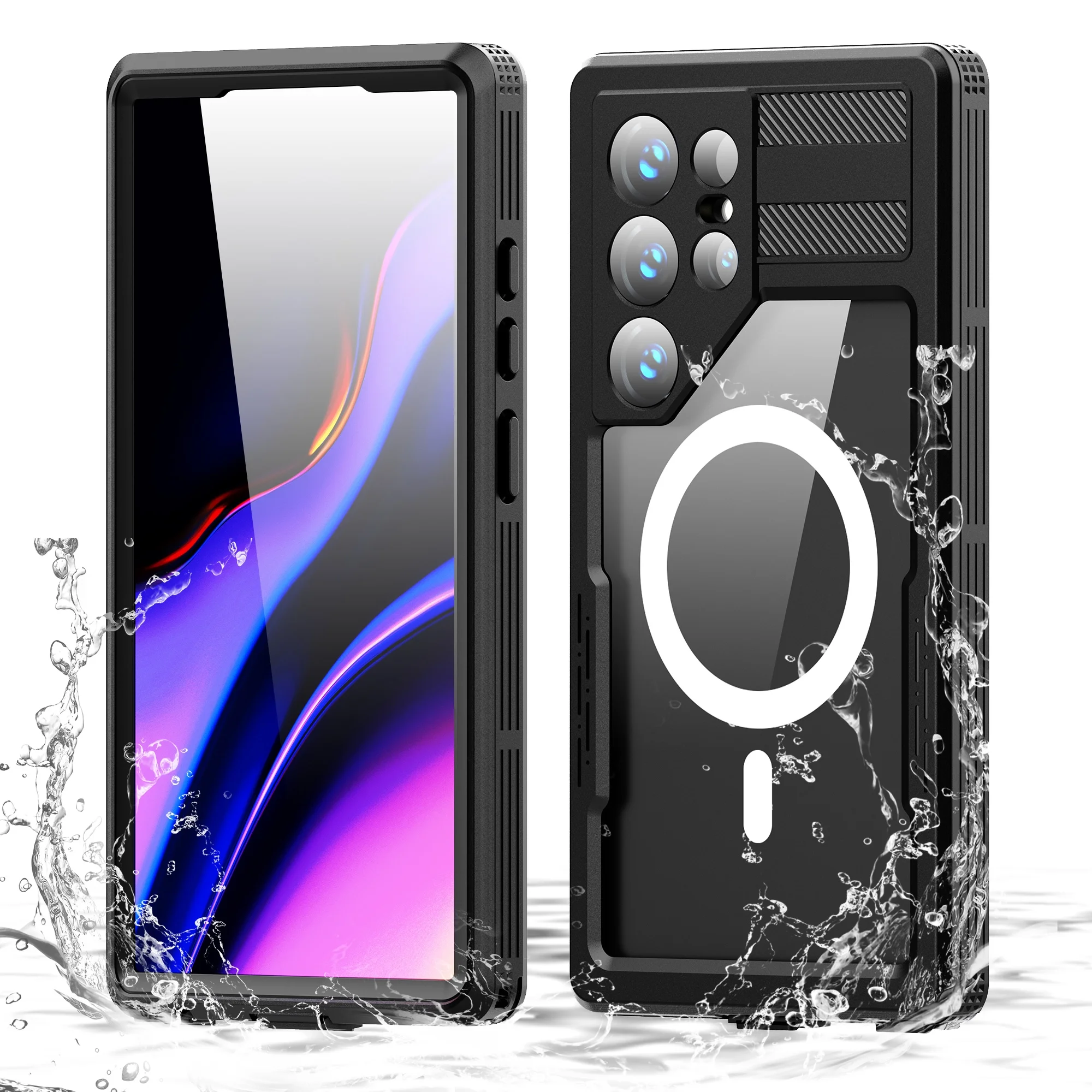 Cowithday Waterproof Case for Samsung Galaxy S24 Ultra 2024,Built-in Screen Protector,with MagSafe Magnetic Shockproof Rugged [Military Drop Proof] [IP68 Underwater] Heavy Duty Protection Case, Black