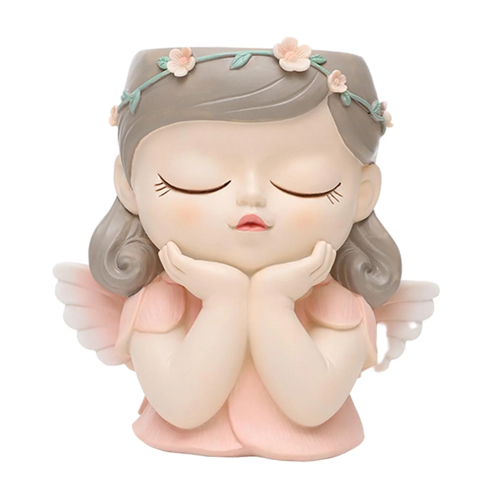 SunniMix Elf Girl Flower Pot with Drainage Hole Cute Bedroom Office Outdoor Plant Pot B