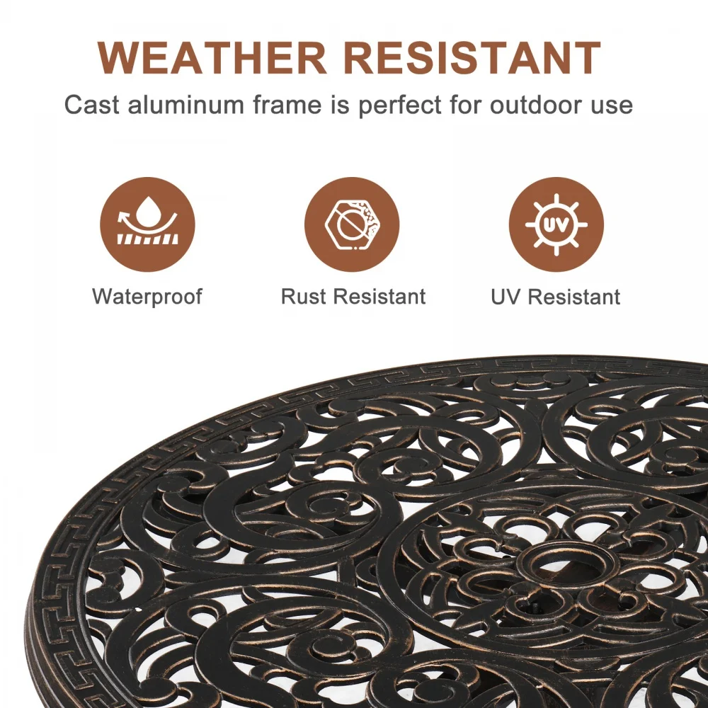 YAHAOLHGD Round Table Bistro Pub Patio Bar Height Cocktail Table Antique Bronze