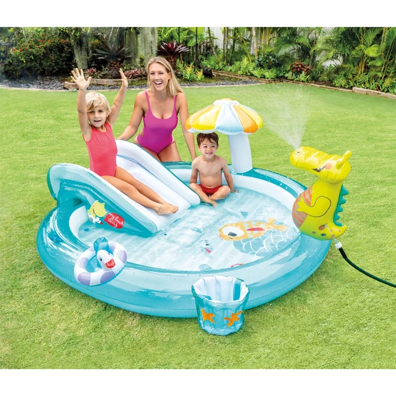 Gator Outdoor Inflatable Pool for Children Water Play Center with Slide 57165