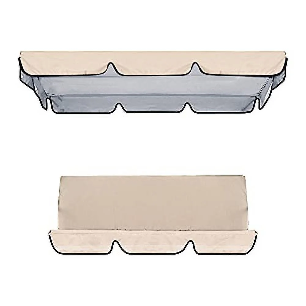 Garden Swing, 3 Seat Swing Canopies Seat Cushion Cover Set Patio Swing Hammock Replacement Waterproof Cover, Beige