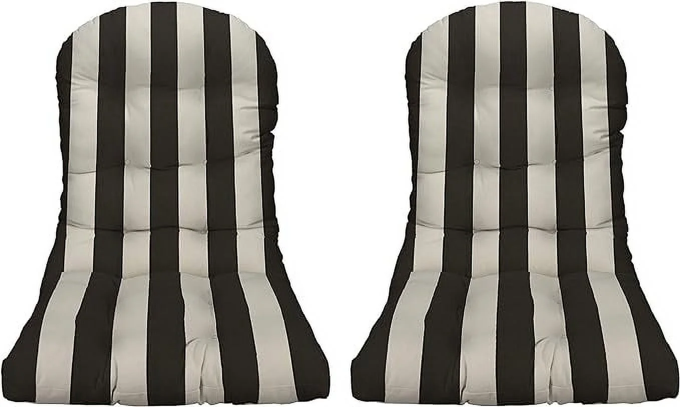 Outdoor Chair Cushion Black & White Stripe Set of 2 26