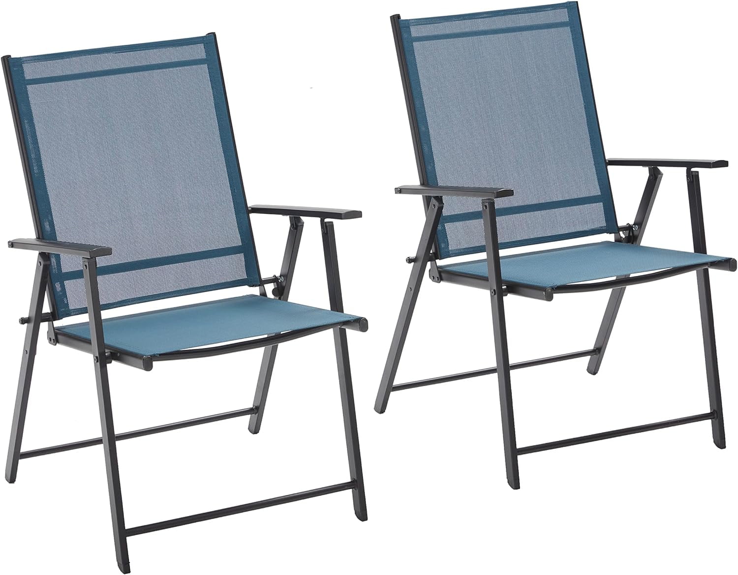 VICLLAX Outdoor Folding Chair, Portable Patio Chair, Set of 2 Patio Dining Chairs, Stackable Lawn/Camping Chair- 2 Pack, Dark Blue