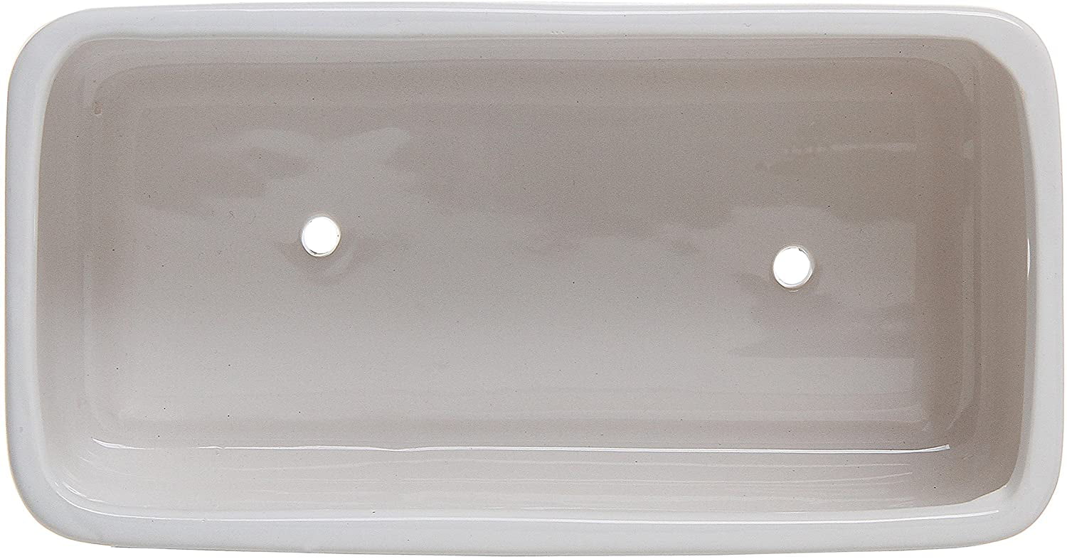 MyGift 10 Inch White Ceramic Rectangular Succulent Planters with Removable Tray, Set of 2