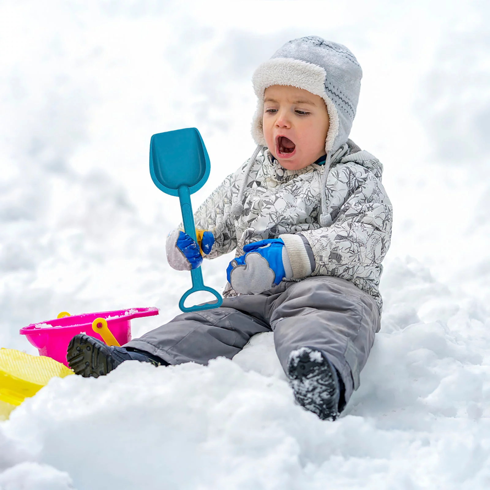 ILJNDTGBE Children's Gourd Snow Shovel Children's Beach Shovel Hard Handle Winter Snow Shovel
