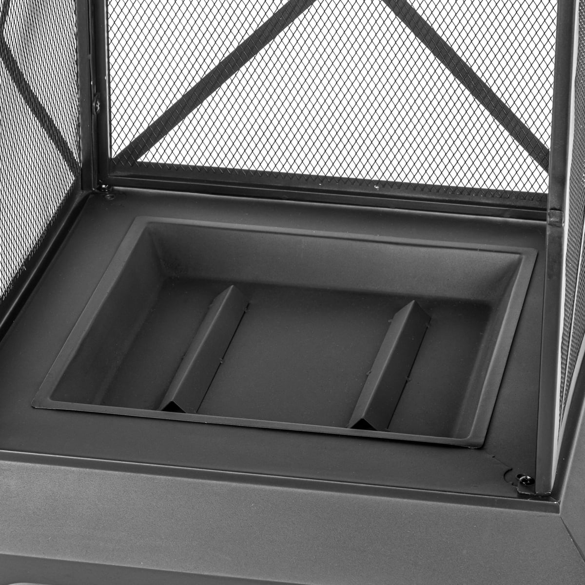 24in Steel Wood Burning Outdoor Fire Pit with Log Grate and Poker, Smokeless Bonfire Fire Pit for Patio Camping Backyard Outside