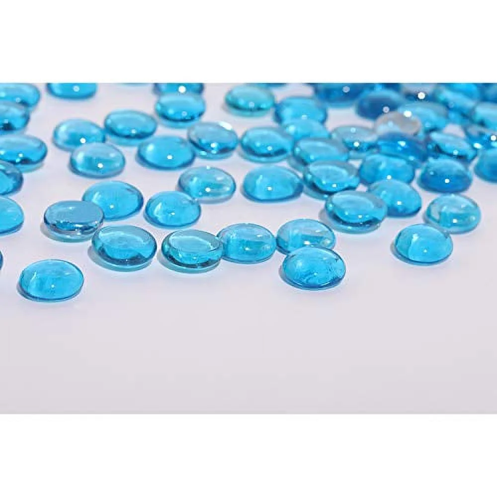 COSIEST Fire Glass 10-Pound Oblate for Fireplace Fire Pit, Temperature Rating Glass (Aqua Blue)