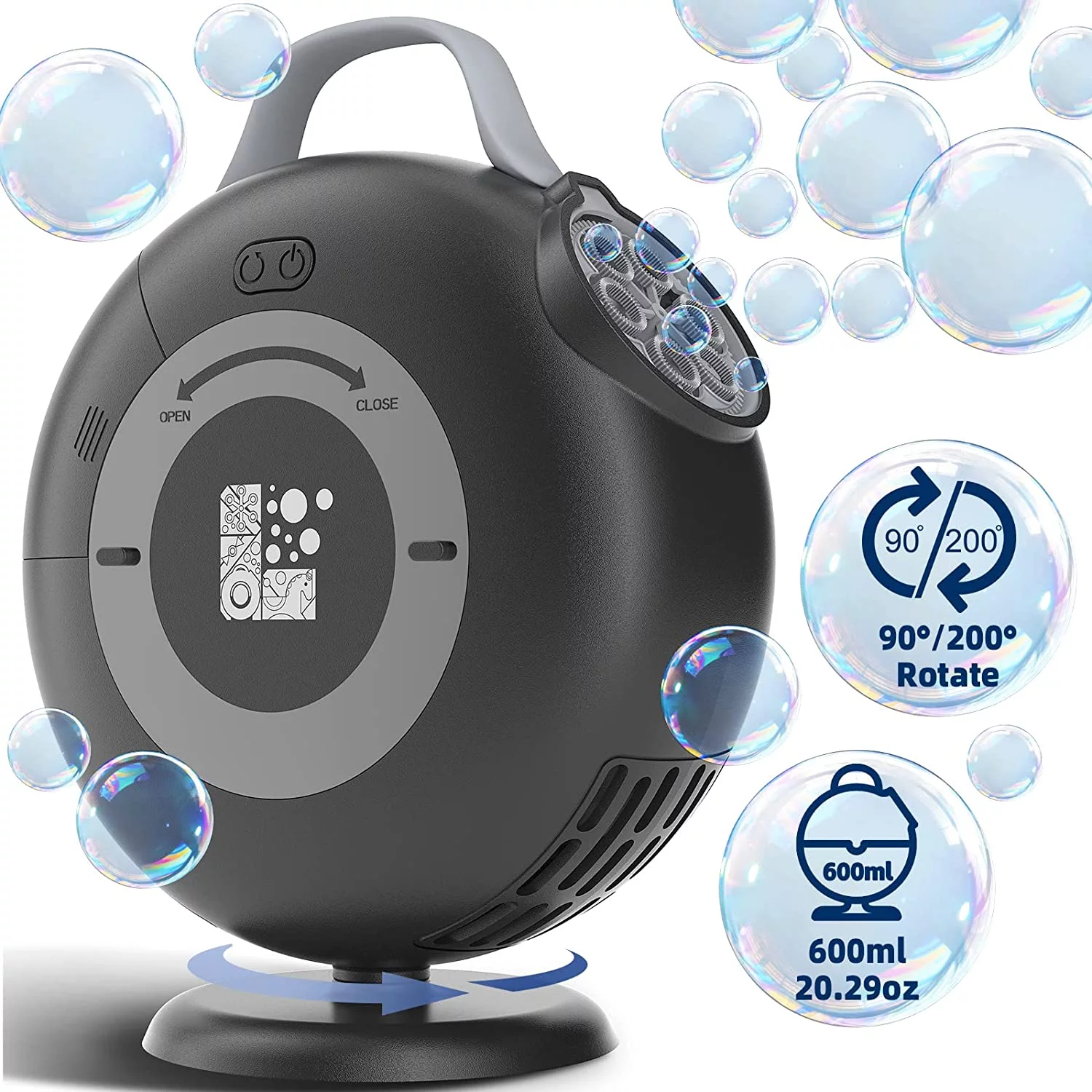 Automatic Rotation Bubble Machine - Max 8000 Bubbles/min Bubble Maker for Kids/Toddlers - 20.29oz Large Capacity Bubble Blower, Bubble Toys for Parties, Wedding, Birthday - Gifts for Boys/Girls