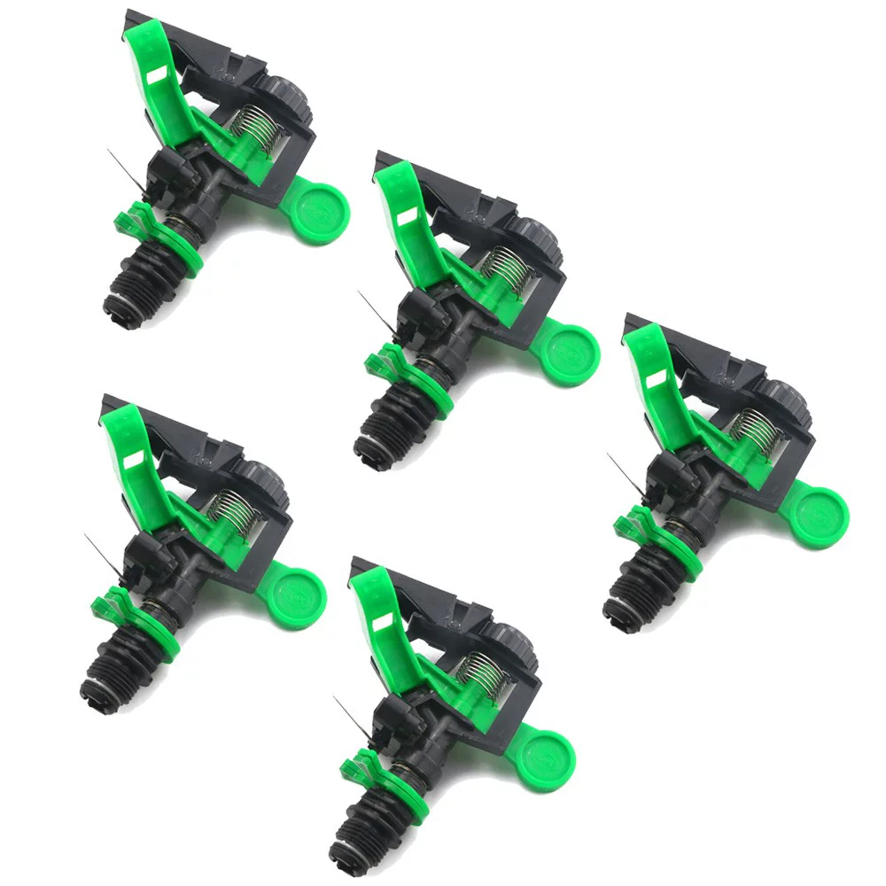 Sufanic Plastic Sprinkler Head,5Pcs ABS Impact Sprinkler Head Adjustable 0-360 Degree 34Ft-60Ft Spray Distance,Black