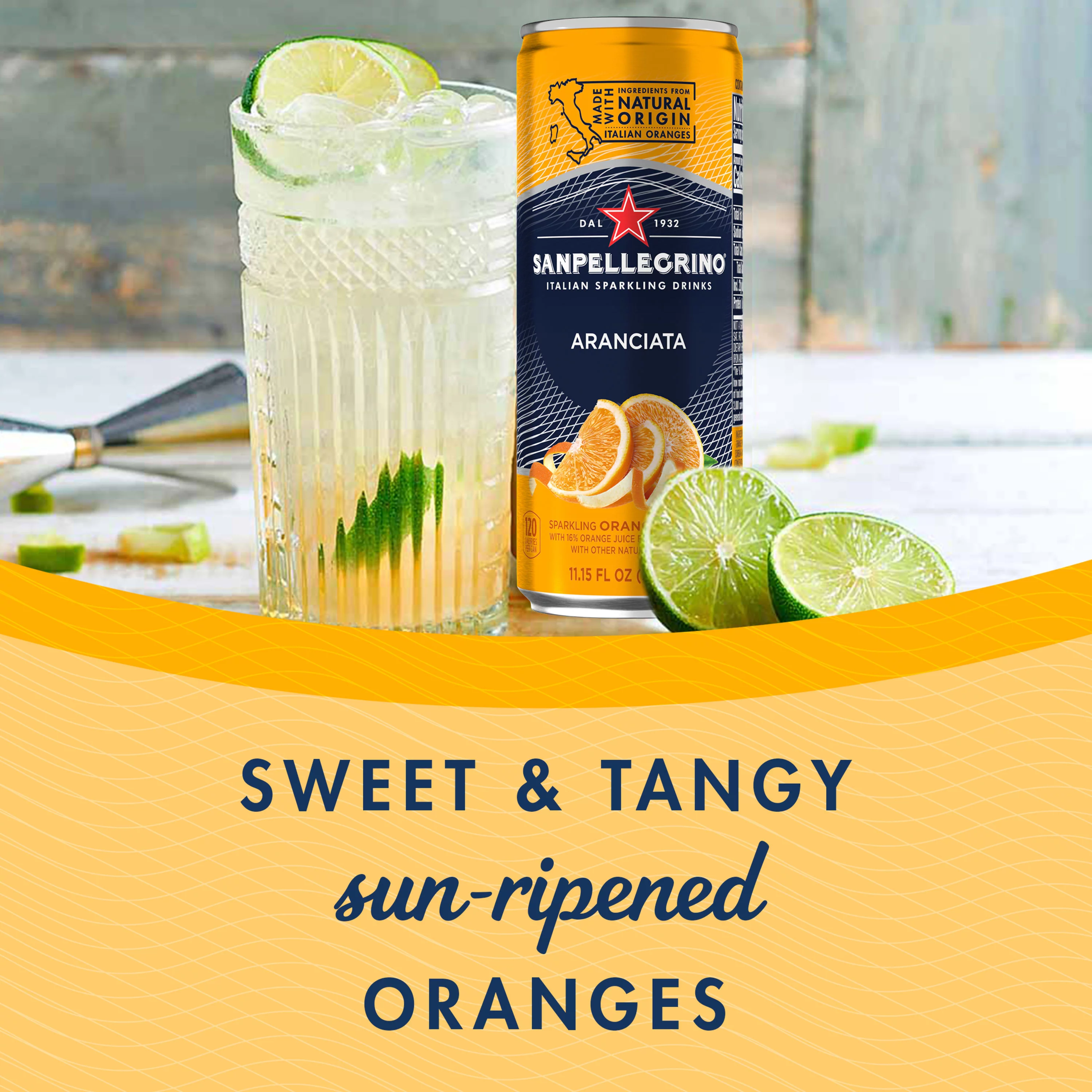 Sanpellegrino Italian Sparkling Drink Aranciata, Sparkling Orange Beverage, 6 Pack of Cans 66.9 fl oz