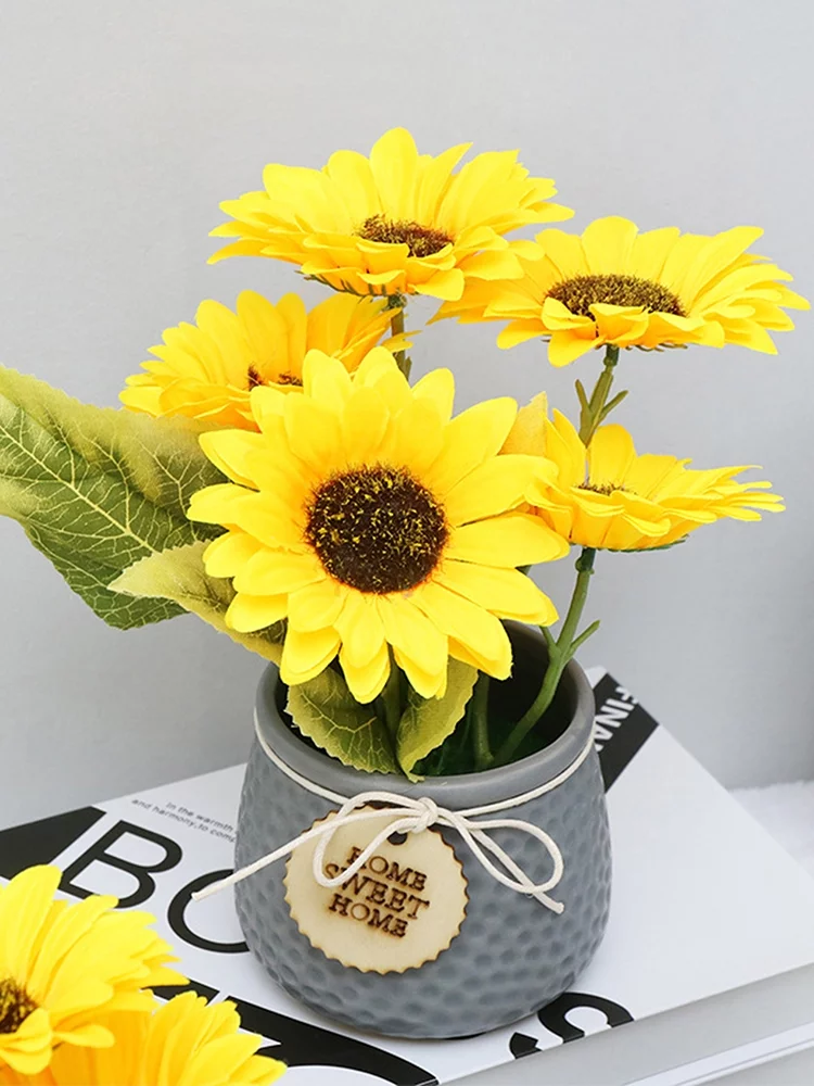 American sunflower simulation flower ceramic pot