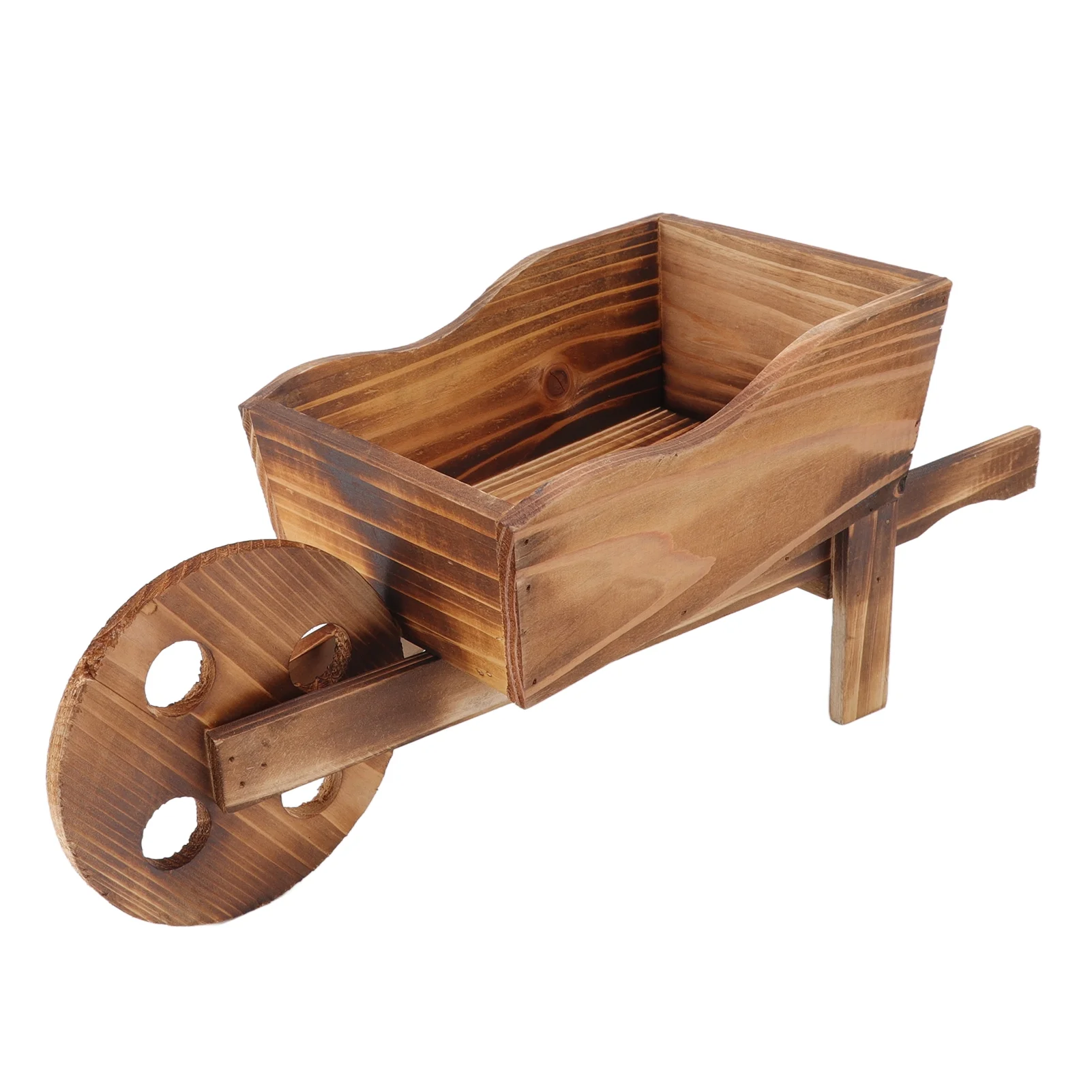 YUMILI Flower Pot Wooden Cart - Innovative Succulent Wheelbarrow Cart Flower Pot Wagon Pot for Courtyard Home Window Decoration
