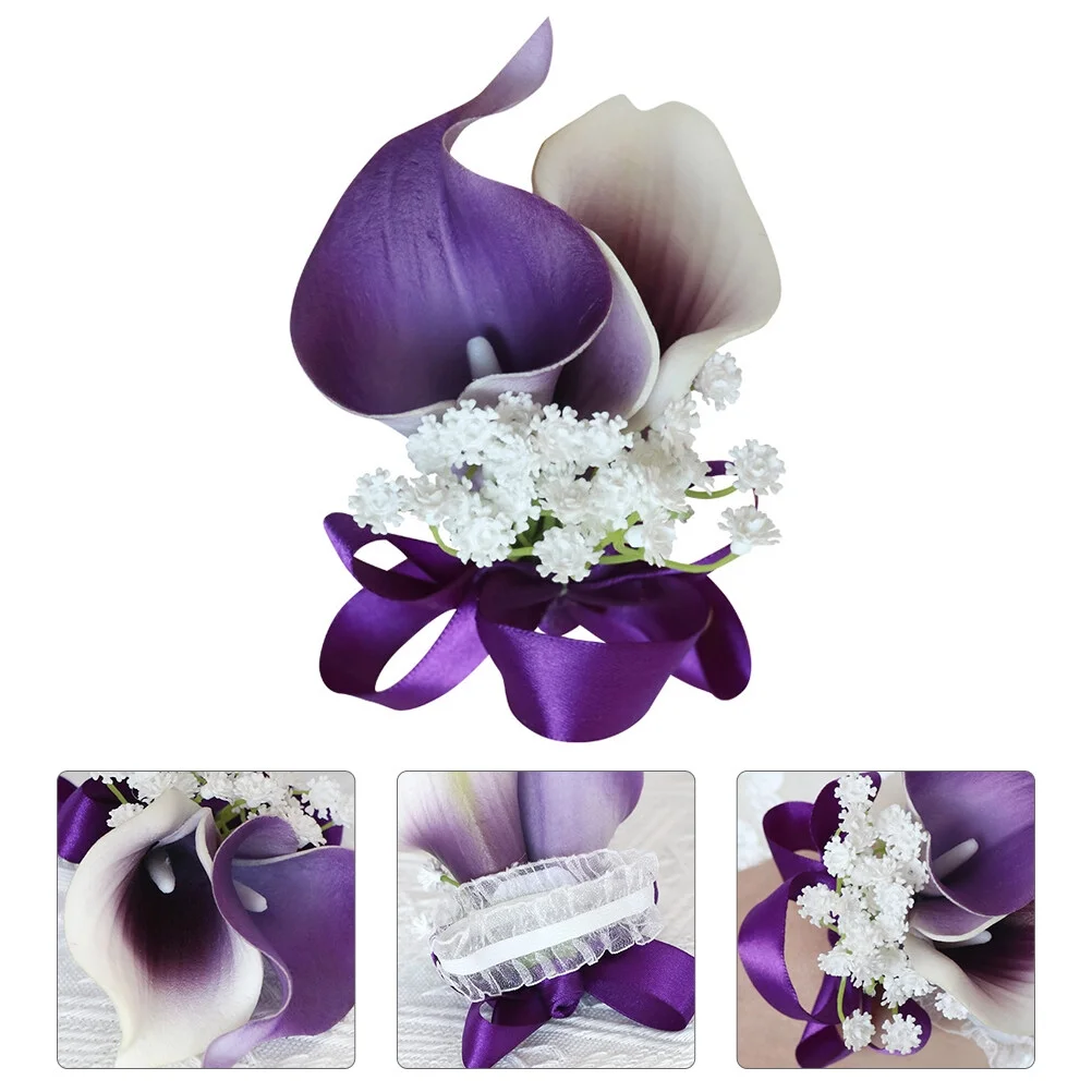 Qumonin Wedding Calla Lily Boutonniere & Wrist Corsage