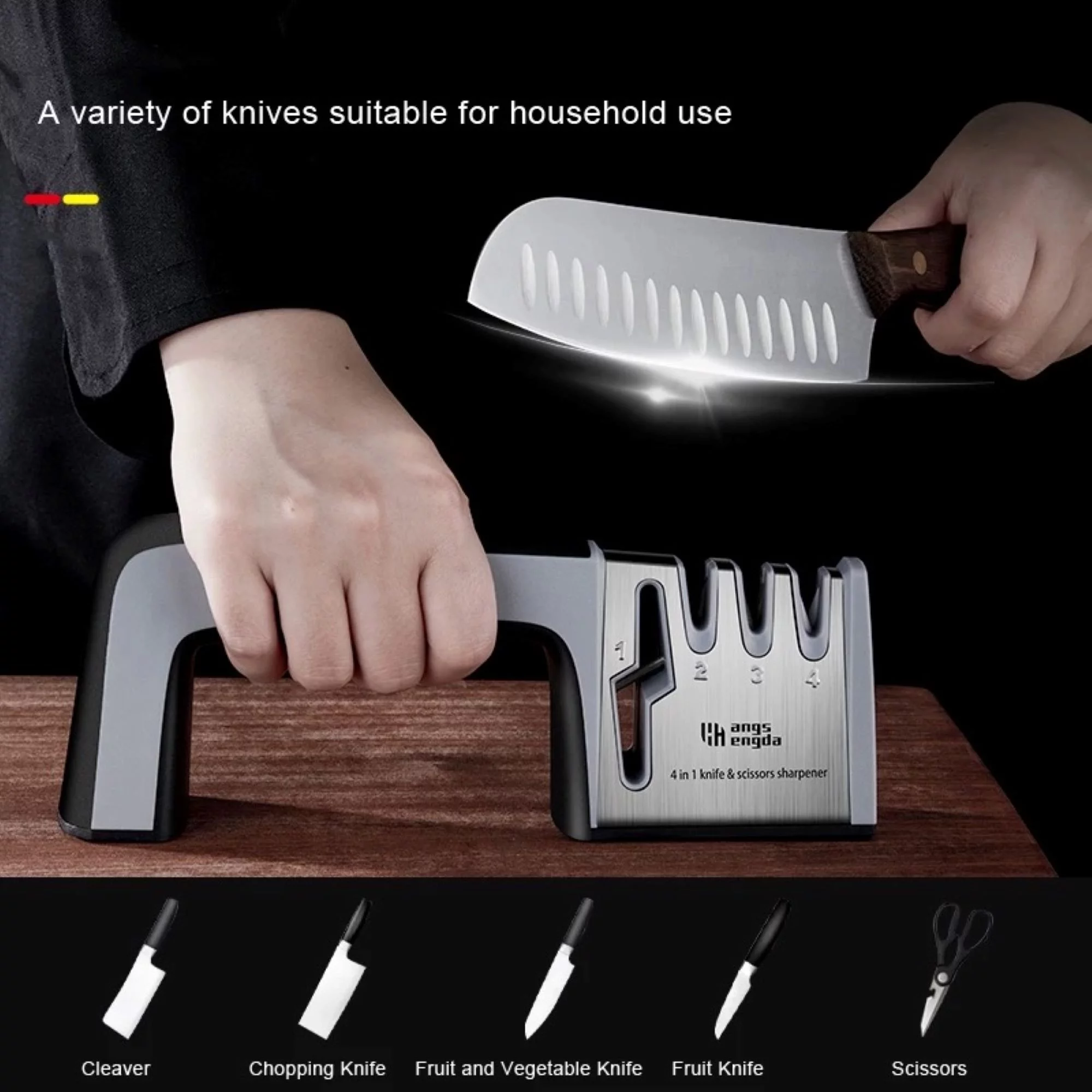 4-in-1 Knife Sharpener, 4-Stage Knife Sharpener Helps Repair, Restore, Polish Blades, Best Kitchen Knife Sharpener Really Works for Ceramic and Steel Knives, Scissors.