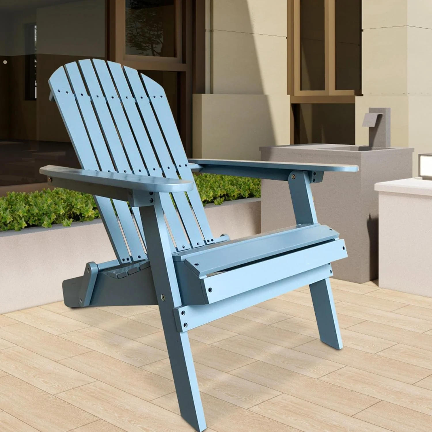 PayLessHere Outdoor Folding Patio Chair Wooden Adirondack Chair Weather Resistant Fire Pit Lounge Chair with Easy Assemble for Balcony Beach Patio Garden Fire Pit, Turquoise