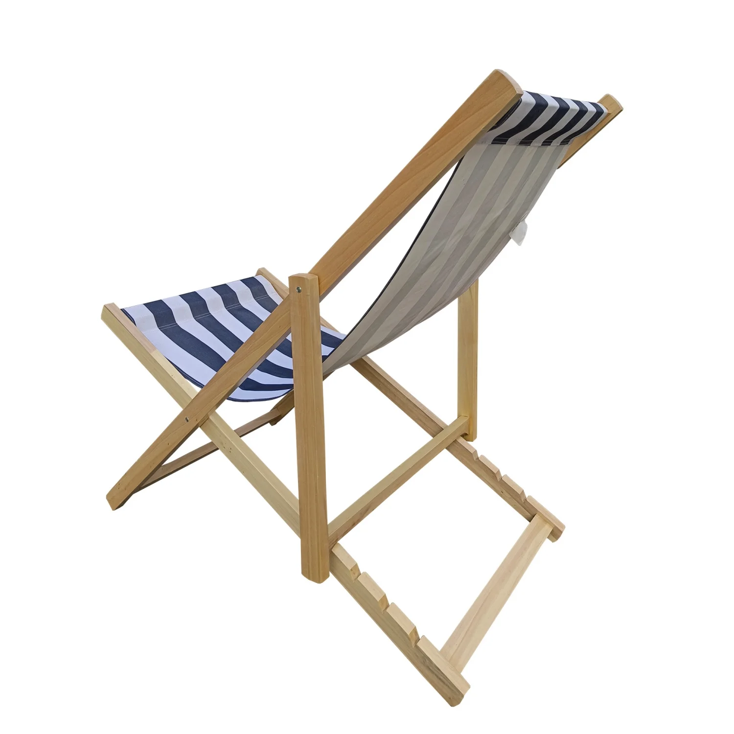 TQJKLFDY Populus wood sling chair blue Stripe Broad Dark blue Strip