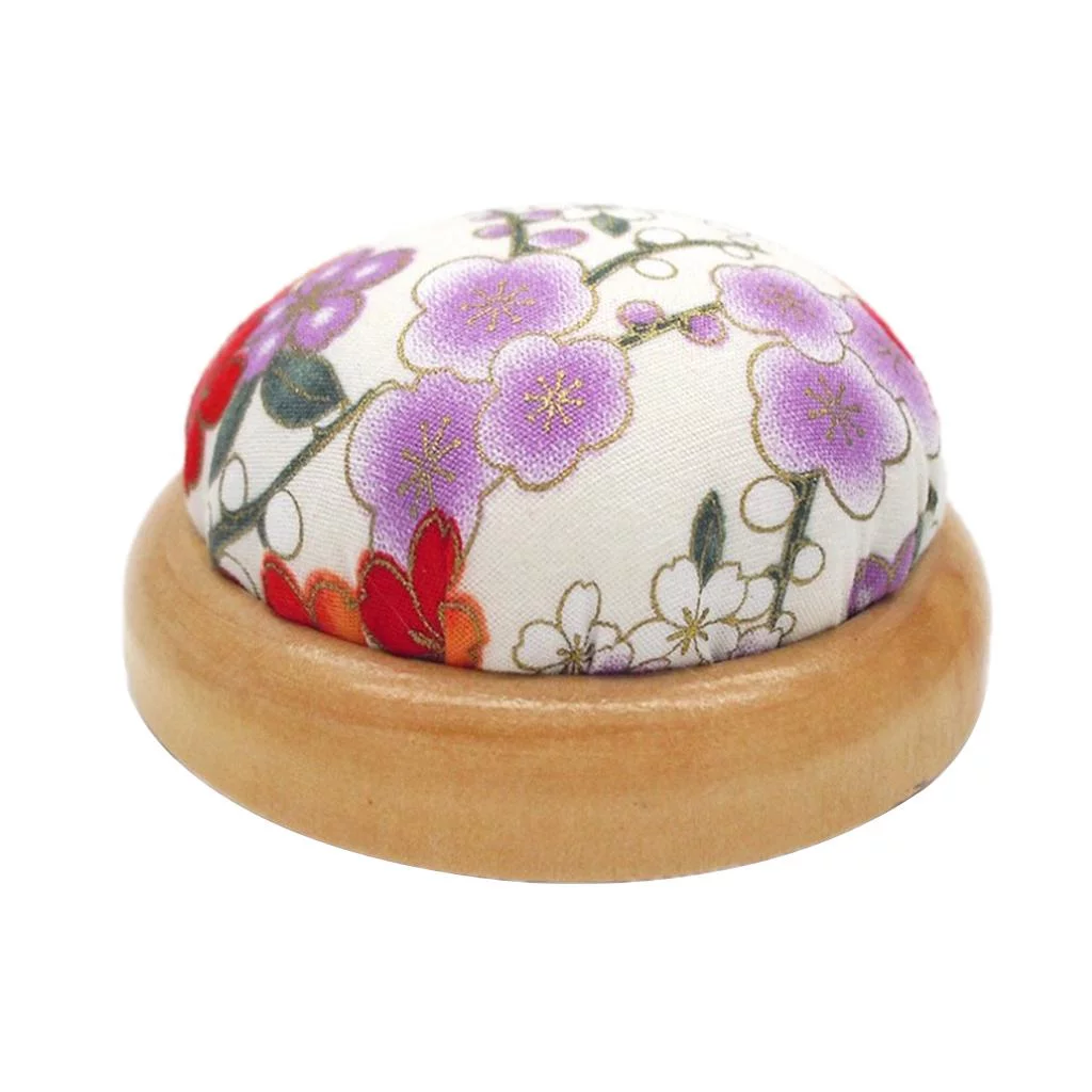 Half-Round Wooden Base Pincuhion Pin Cushion Insertion 7cm work Creamy White