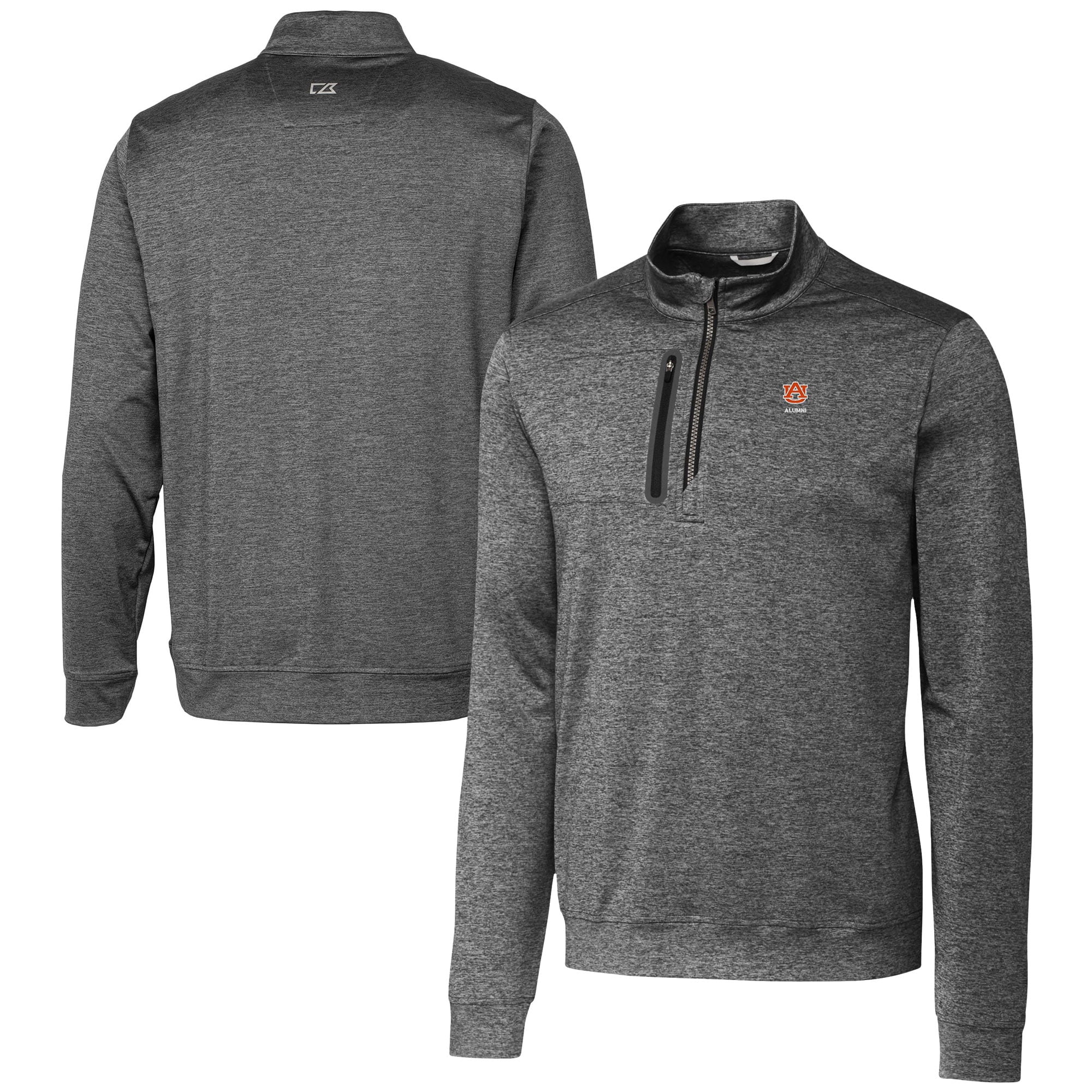 Men's Cutter & Buck  Gray Auburn Tigers Alumni Logo Stealth Heathered Quarter-Zip Pullover Top