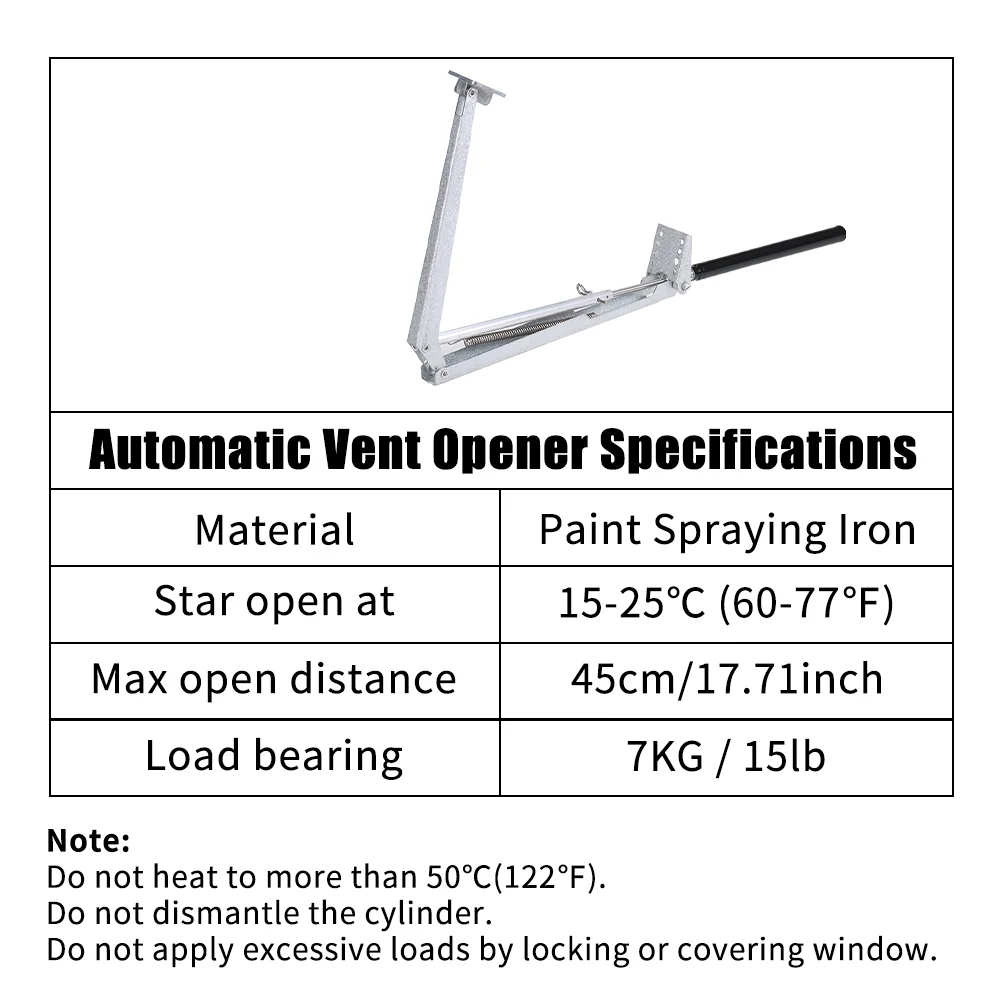 Walmeck Automatic Vent Opener Greenhouse Windows Opener Auto Vent Opener Temperature Sensitive Paint Spraying Iron Single Spring Vent Opener