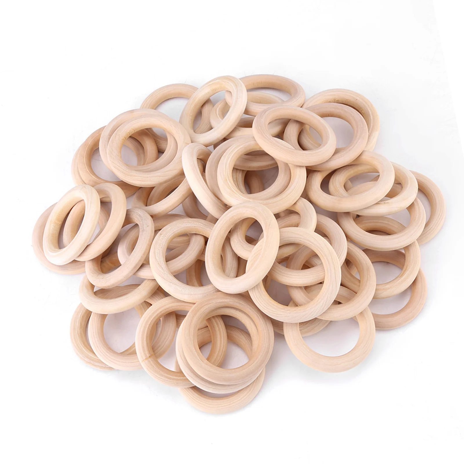50 Pcs Natural Wooden Rings, Unfinished Wood Rings, Wooden Loops Rings Pendant Connectors for DIY Arts and Crafts, Jewellery Making, Home Decor Wooden Ring Pendant Connectors