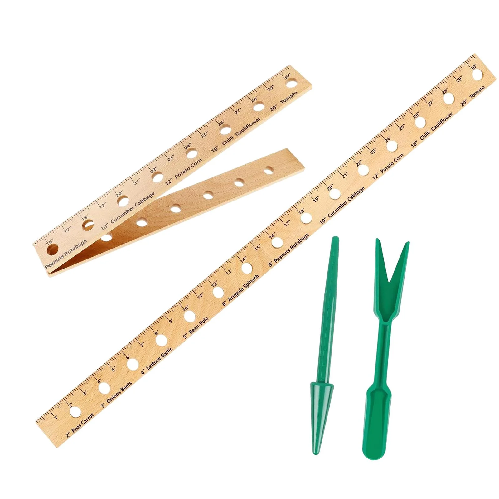 koolsoo Wooden Planting Ruler Garden Spacer Tool Plant Spacing Ruler,Gardening Tools,Portable Garden Ruler Seedling Tools for Outdoor