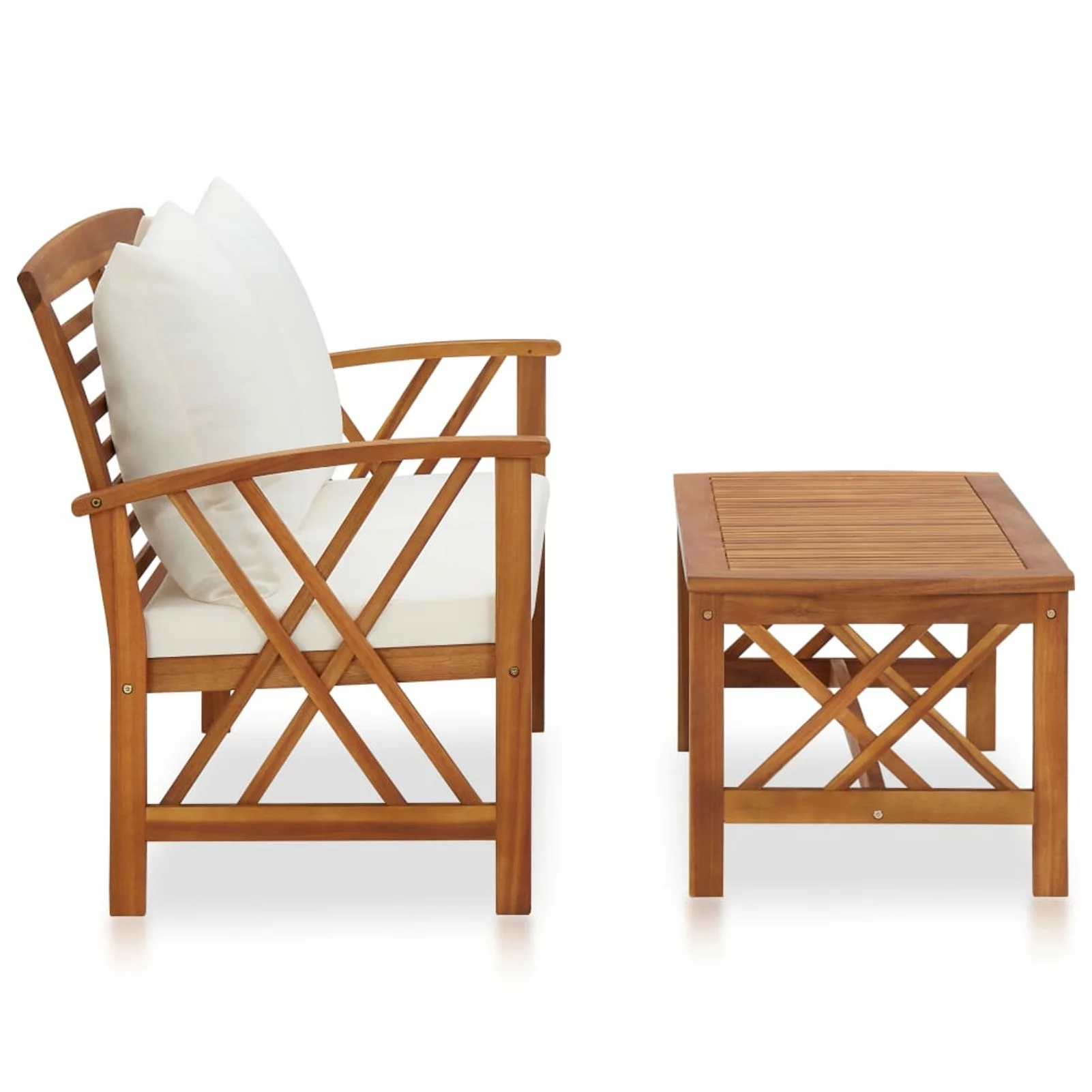 Andoer 2 Piece Garden Set with Cushions Solid Acacia Wood