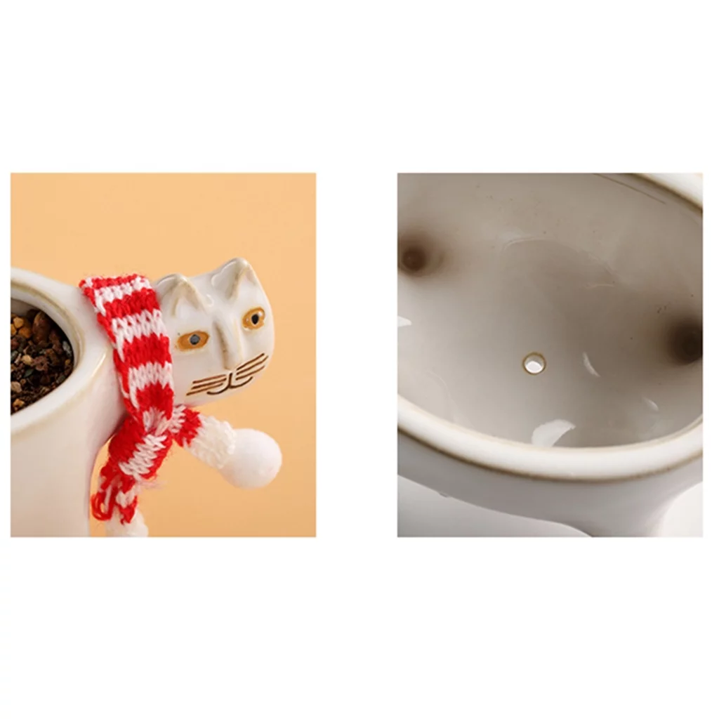 2PCS Lovely Ceramic Flower Pot Fairy Garden Cactus Succulent Pots Vase