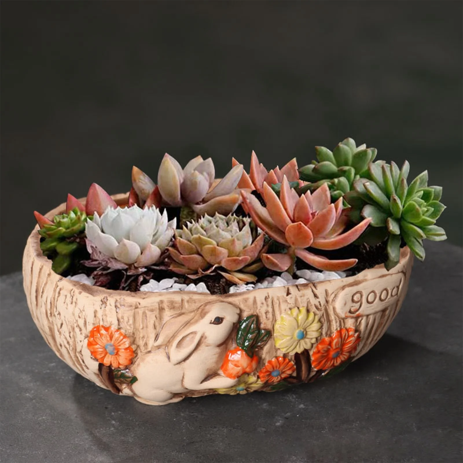 LLQkigsxse Smart Flower Pot with tooth Meaty Flower Pot Ceramic Big Flower Pot Simple Large Caliber Thick Pottery Meaty Plate Rabbit Flower Pot New Styles 40Th Birthday Gifts Men