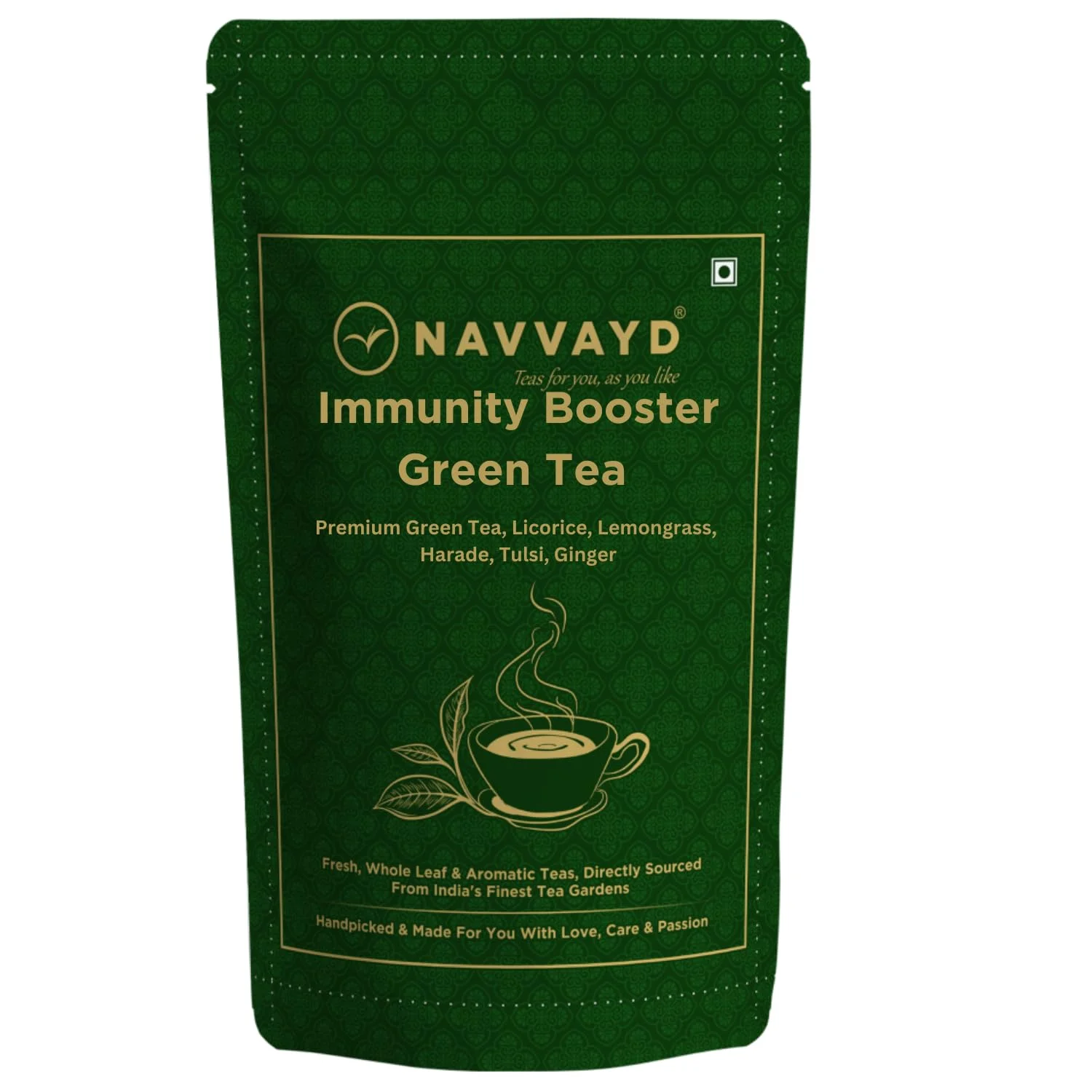 NAVVAYD Immunity Booster Tea (100g, 50 Cups) | With Licorice, Lemongrass, Ginger, Tulsi & Harade To Fight Diseases | Loose Leaf - Enjoy Hot or Cold