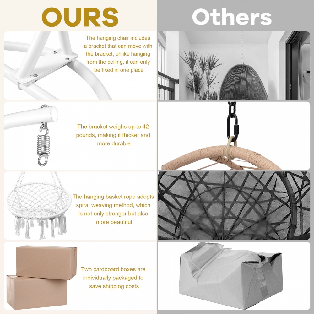 YAHAOLHGD Hanging Swing Chair with Stand Boho Swinging Hammock Chairs with Stand