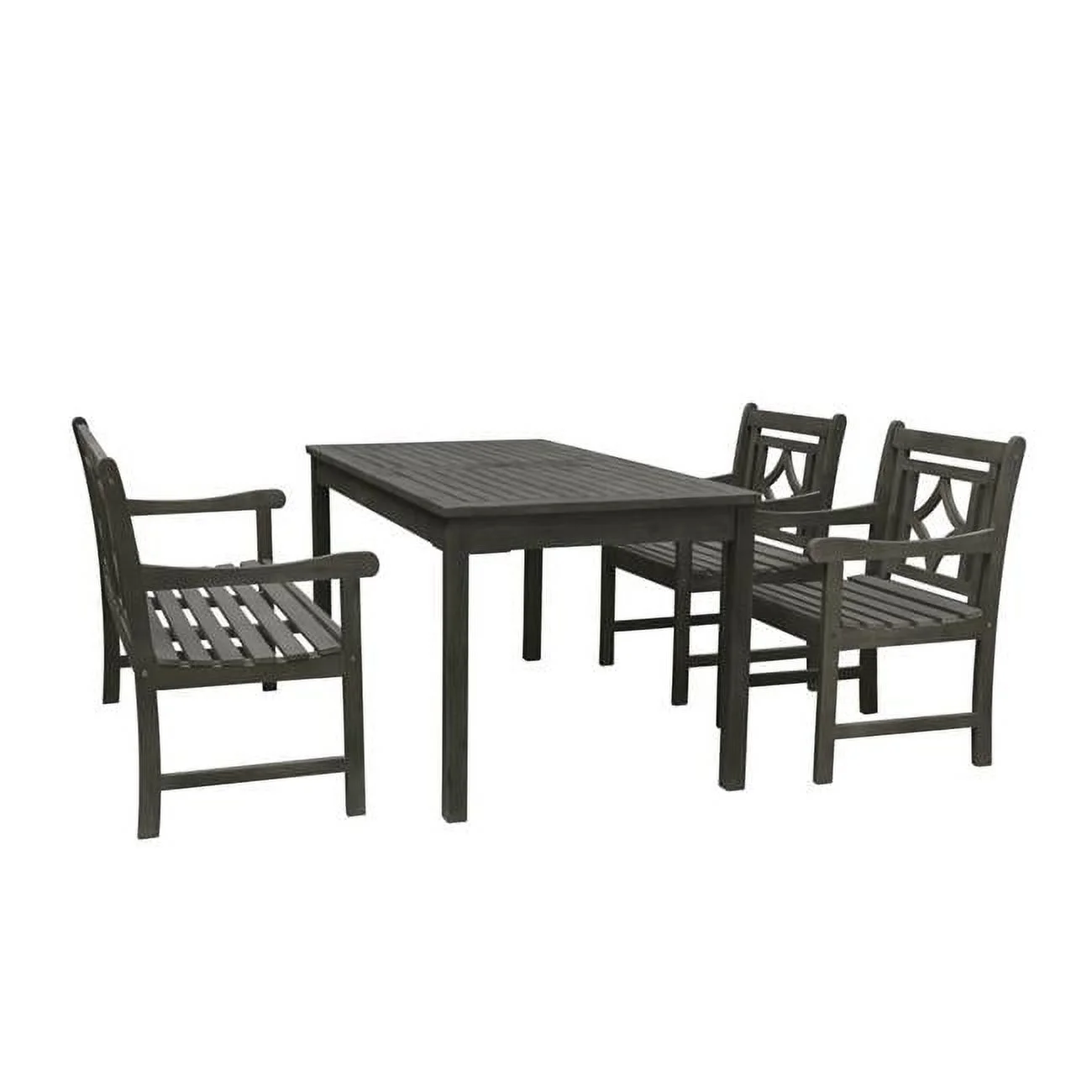 Renaissance Outdoor 4-piece Wood Patio Rectangular Table Dining Set
