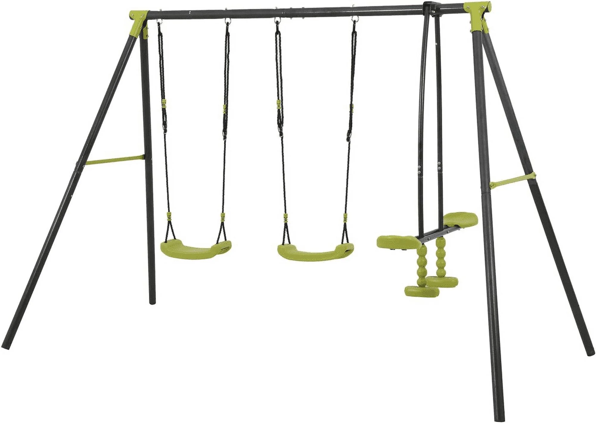 interesting triple children metal safe swing set 440lbs for outdoor playground three seat swing black and green for age 3+