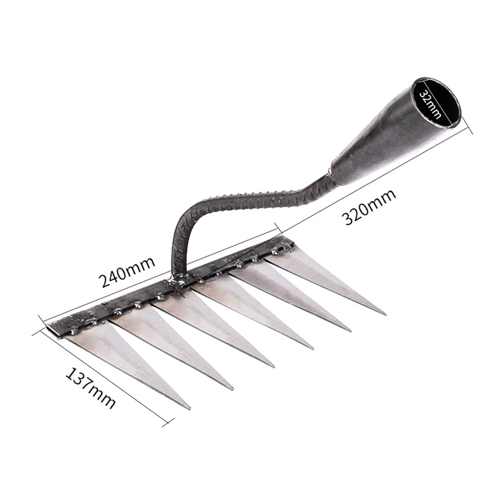 Garden Rake Garden Weeding Rake Rust Resistant Heavy Duty Agricultural Cultivator Rake Sharp Tines Rake for Farm Yard Garden Planting Lawn with 6 Tines