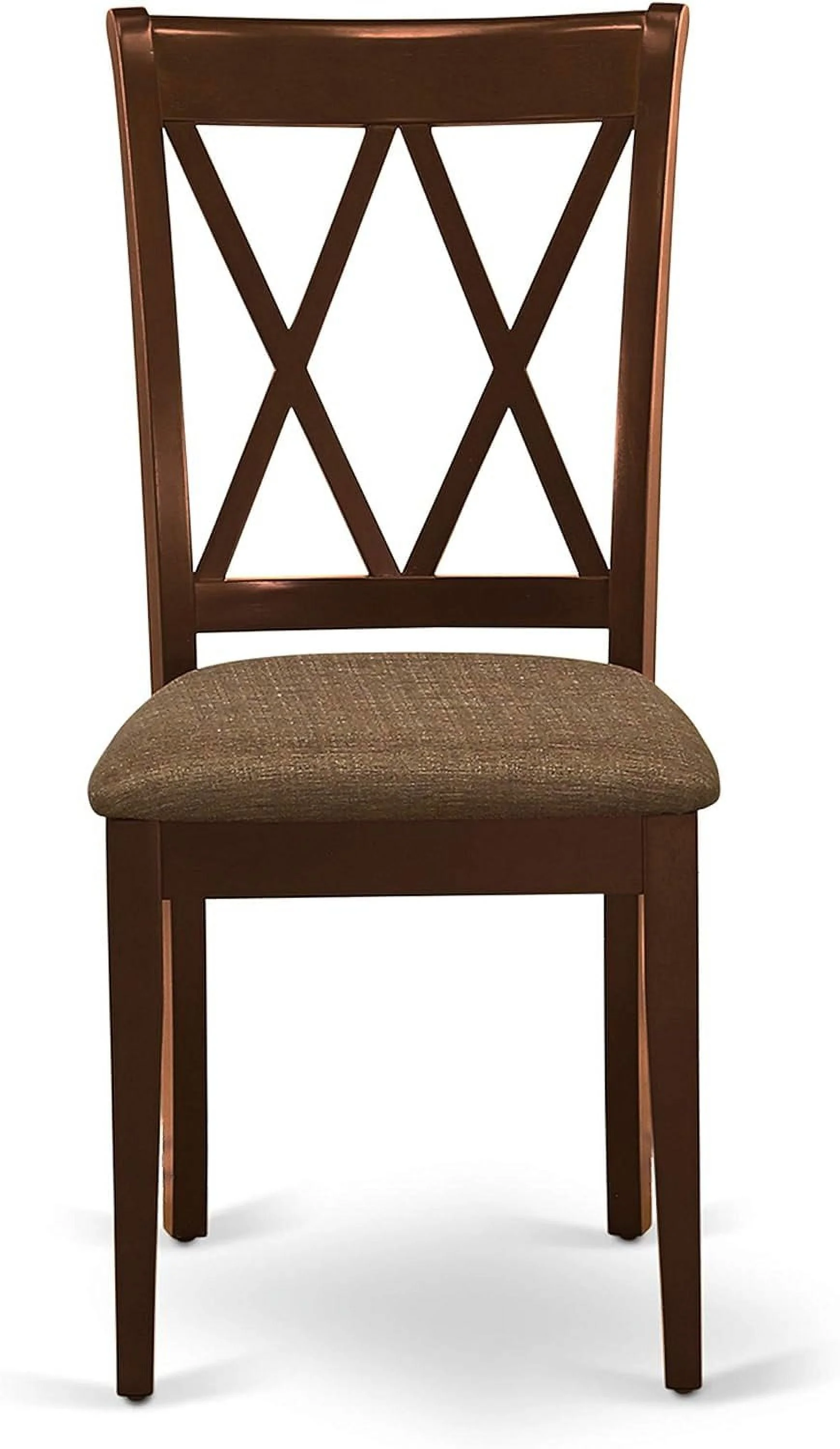 Dublin 5 Piece Modern Set Includes A Round Wooden Table With Dropleaf And 4 Linen Fabric Dining Room Chairs, 42X42 Inch, Mahogany