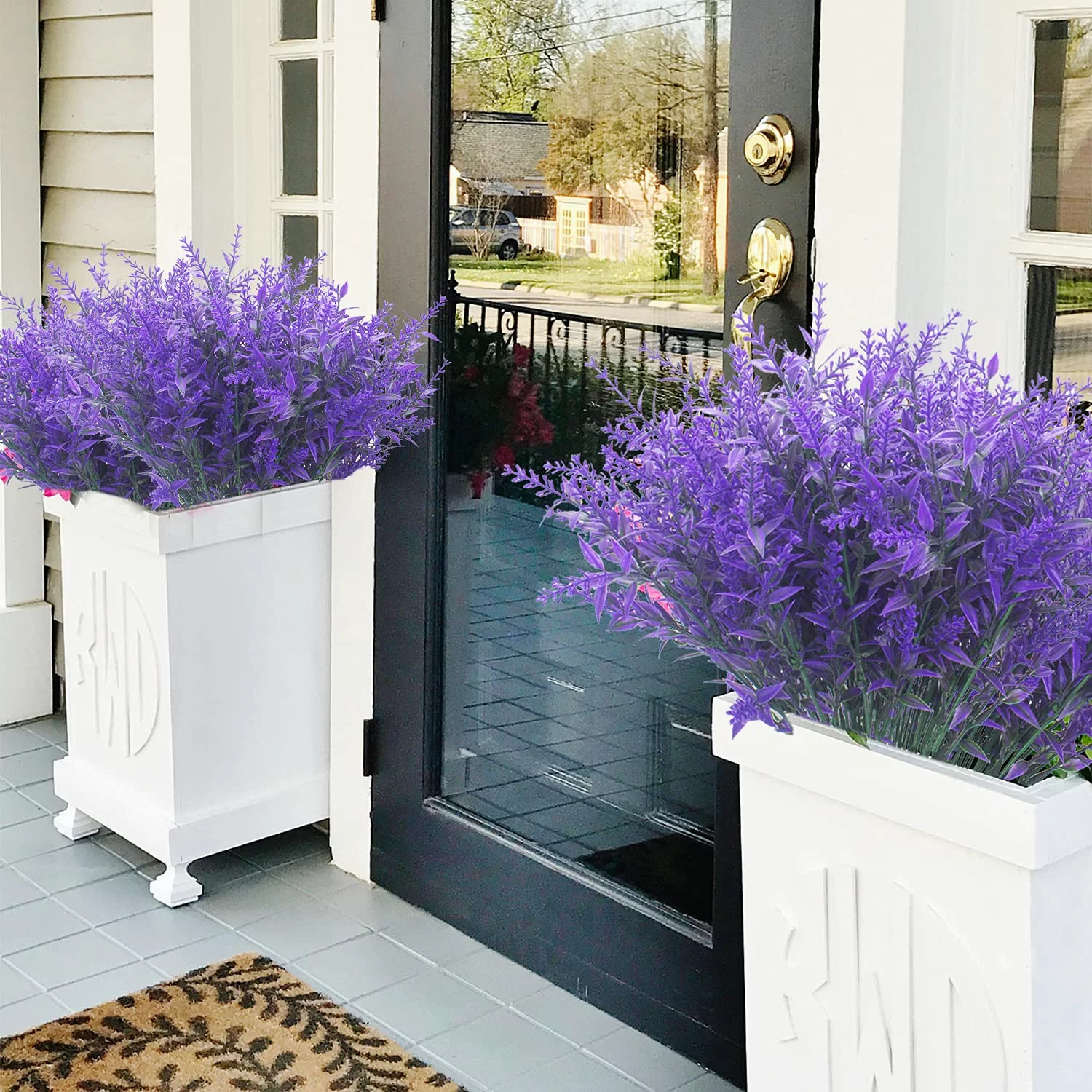 12 Bundles Artificial Greenery Lavender Fake Shrubs Flowers UV Resistant Hanging Planter Flora Fence Indoor Outside Decor Wedding Table Flowers Arrangement Bouquet Filler(Purple)