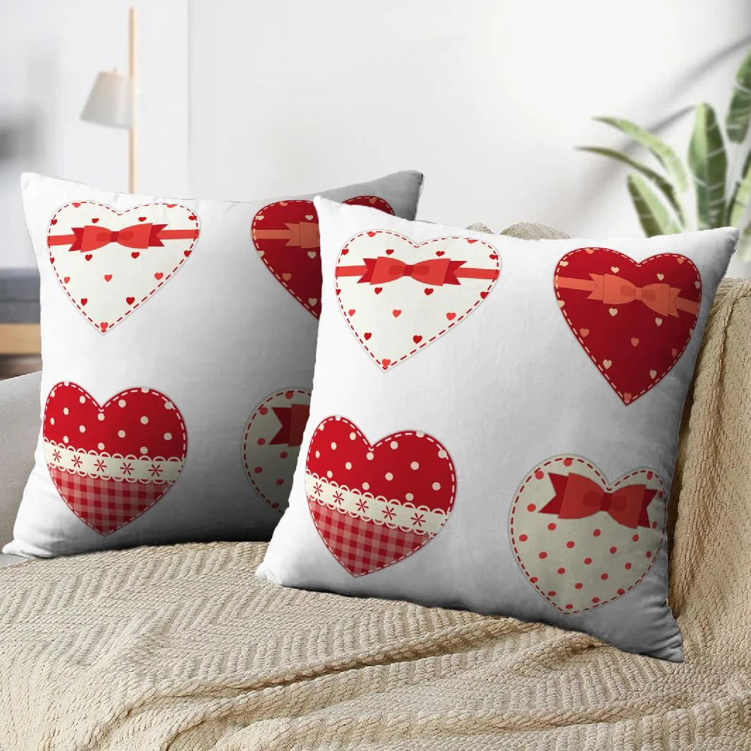 LALILO Throw Pillow Covers Cute Hearts Retro With Ribbon And Bow Cushion Cover 18