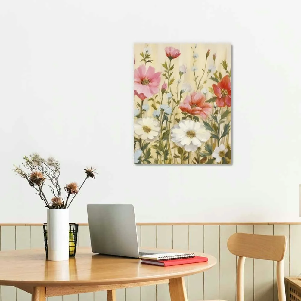 Lingy Flowers Wall Art Pink White Floral Canvas Pictures Elegant Blossom Wall Decor Modern Flower Bedroom Living Room Wall Decoration Vintage Canvas Prints Flower Canvas Wall Hangings  pattern1