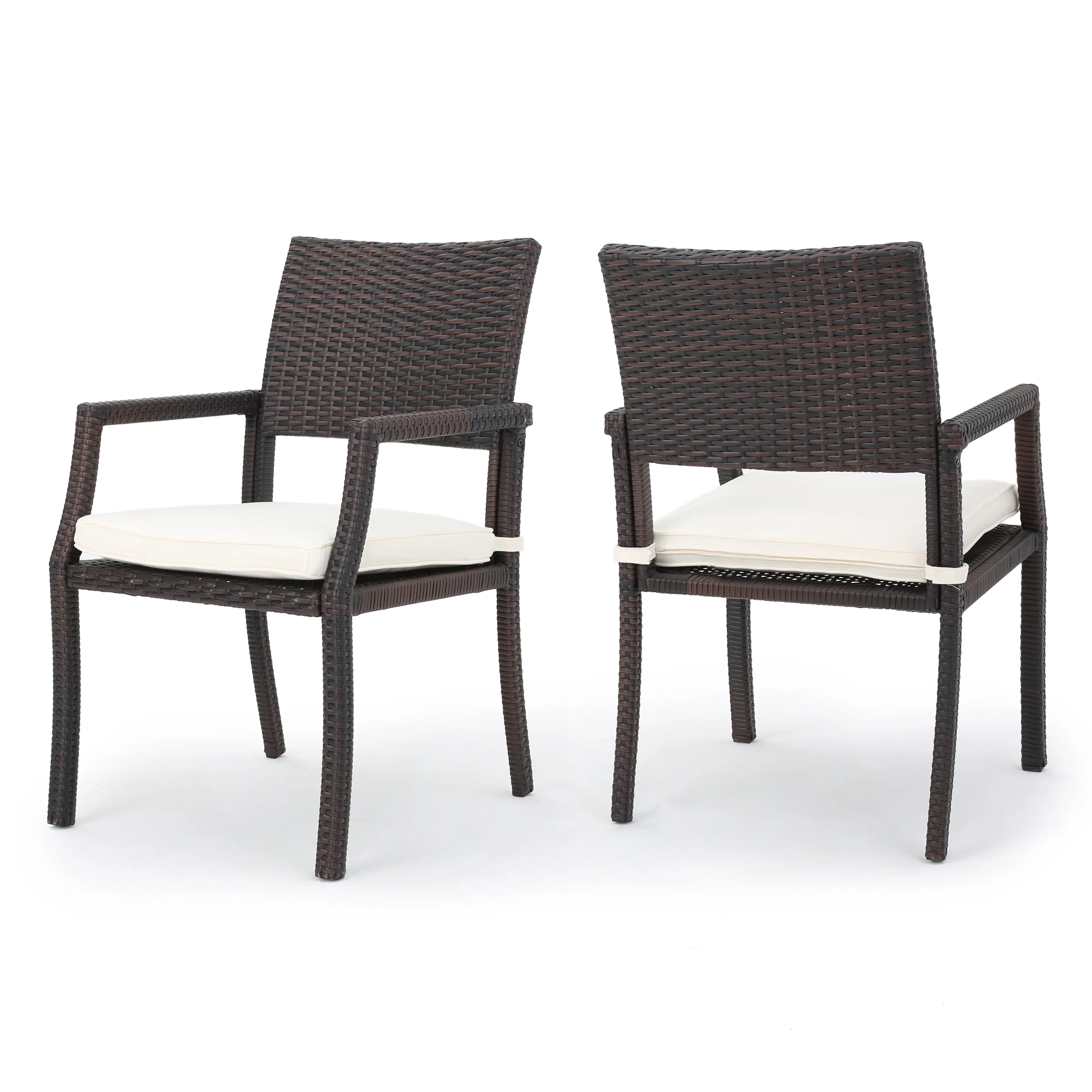 Set of 2,Wicker Dining Chairs with Cushioned Water-Resistant Seat, Perfect for Patio, Outdoor, and Balcony Use - Color Options Available