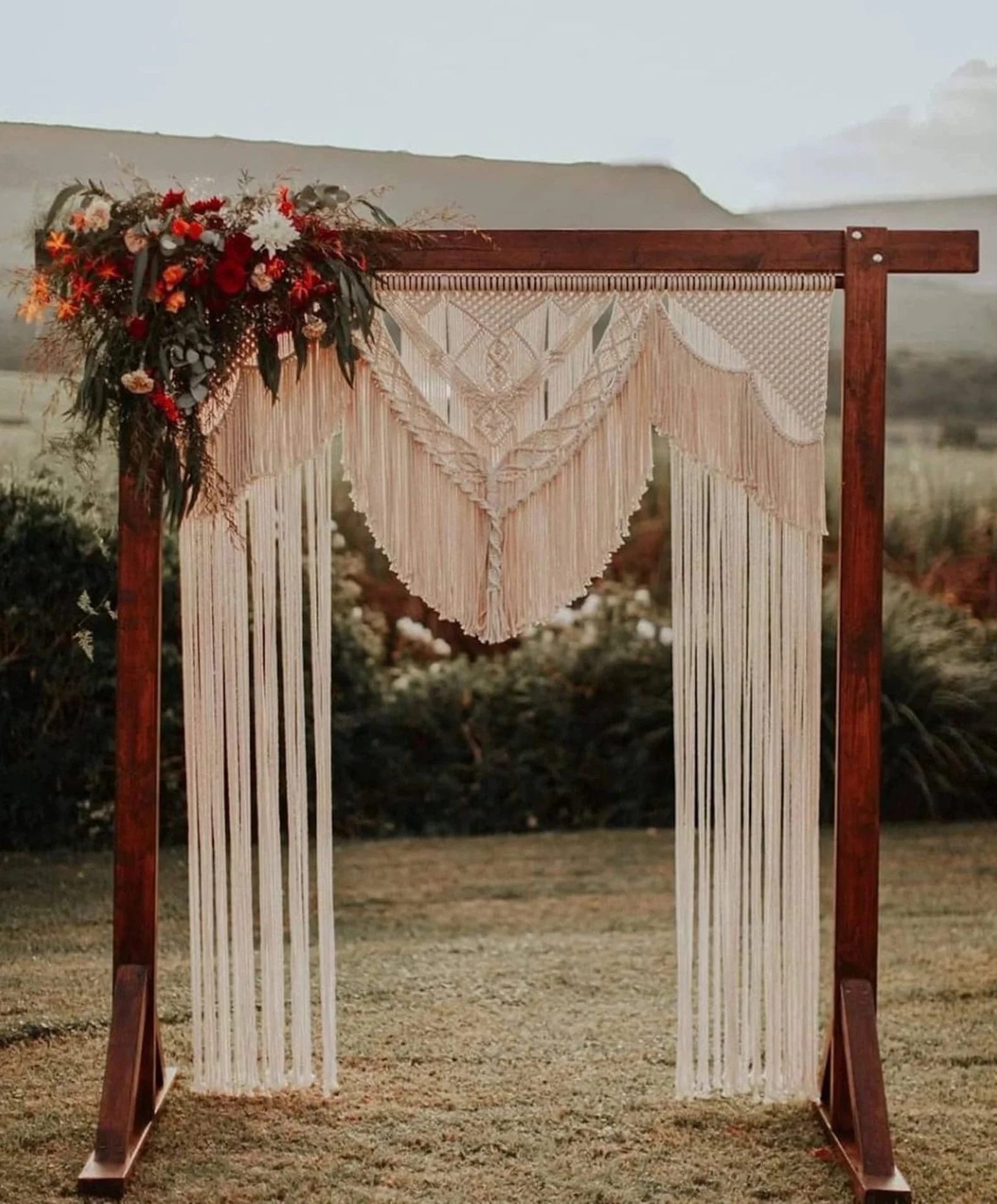 KNITTWORLD Handmade Wooden Rod Bohemian Decoration Wall Arch Backdrop Wedding Macramé Wall Tapestry | LARGE