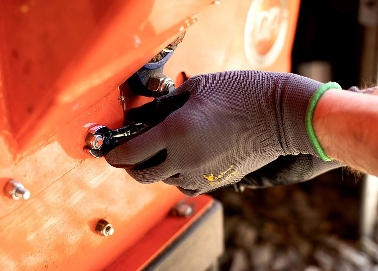 G & F Products Knit Nylon Gloves 1519 Micro Form Nitrile Grip, 12 Pair, Size Medium