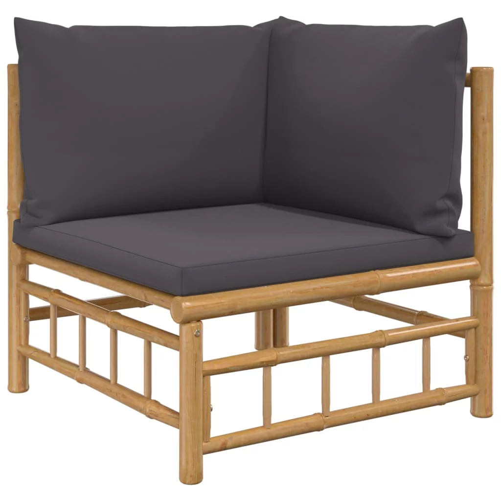 Dcenta 6 Piece Patio Set with Dark Gray Cushions Bamboo