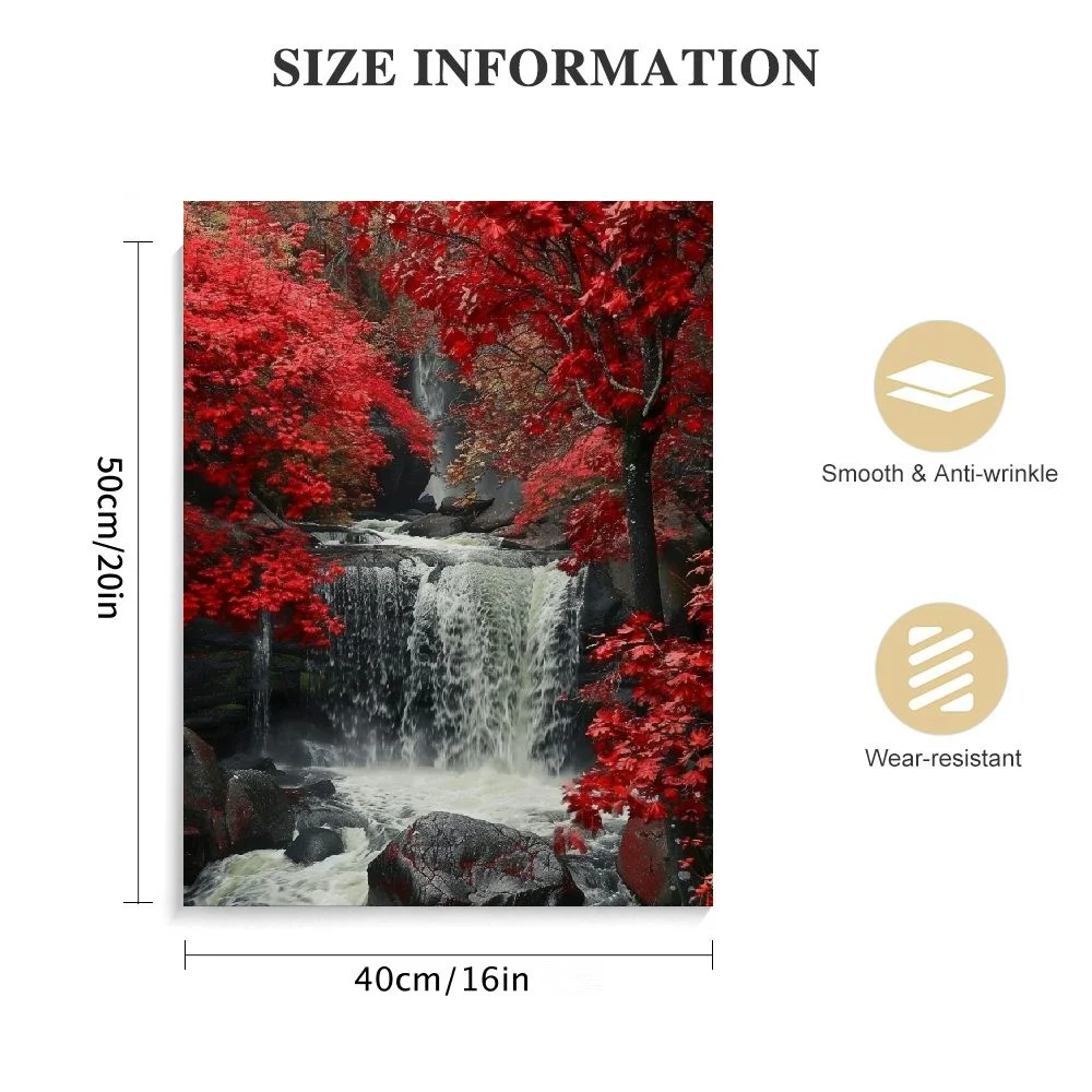 Nawypu  Red Waterfall Canvas Wall Art Decor Vertical Decorative Prints Forest Landscape Picture for Living Room Kitchen Bedroom Office Home Decor Gift