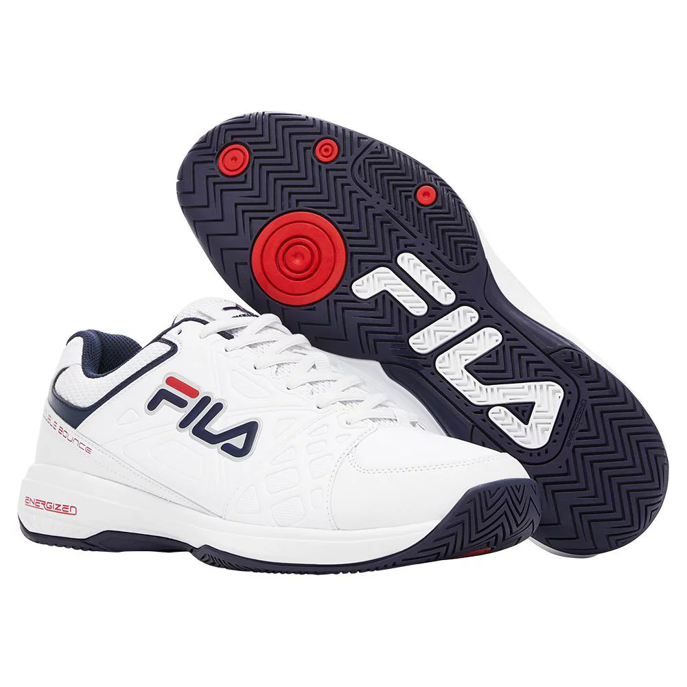 Fila Men`s Double Bounce 3 Pickleball Shoes White and Fila Navy (  11.5   )
